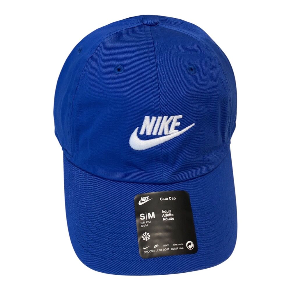 Nike Club Unstructured Futura Wash Adjustable Hat Game Royal Size S/M FB5368-480